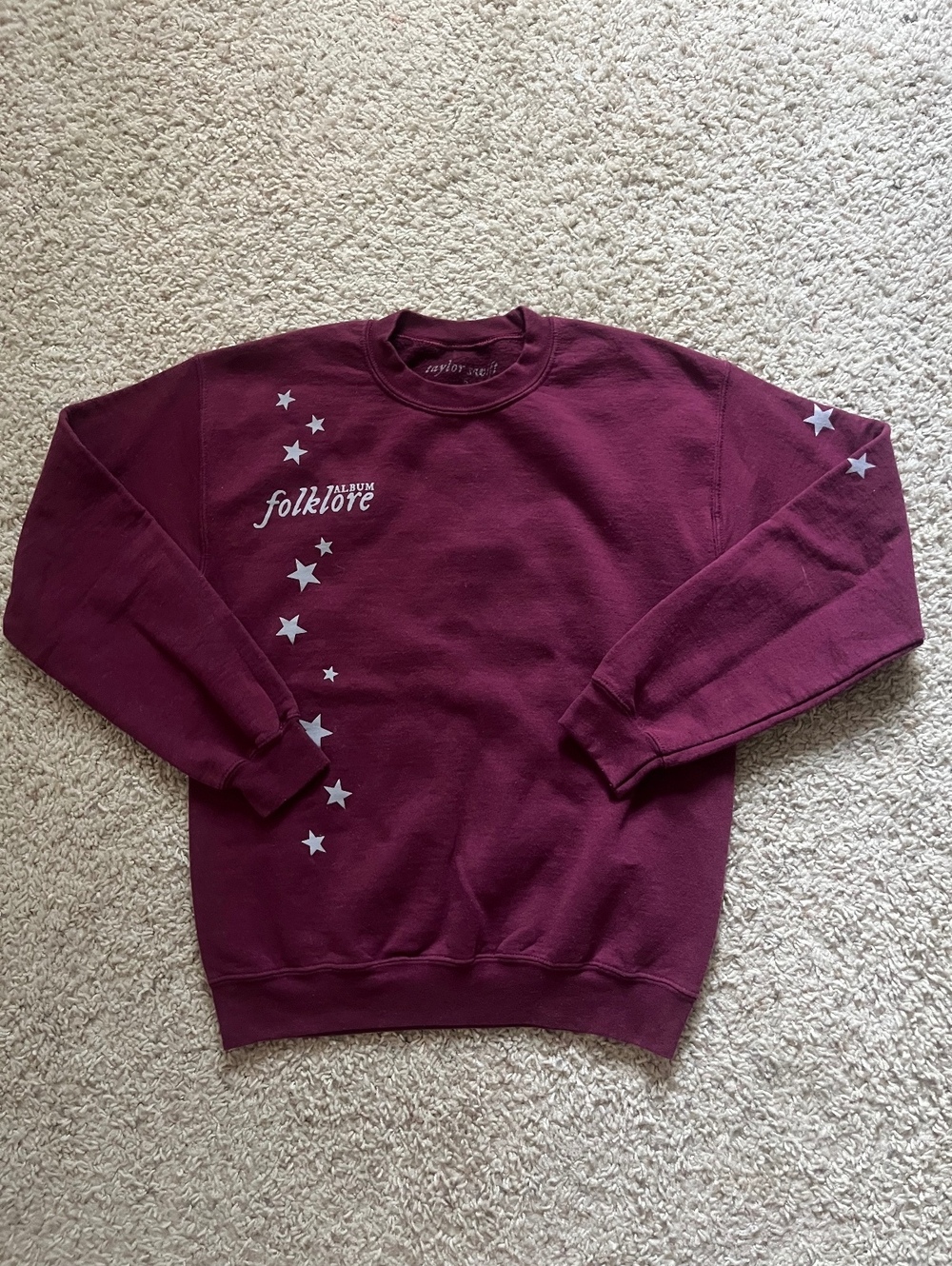 Taylor Swift Folklore RARE Maroon Stars Around My Stars Crewneck Sweatshirt S